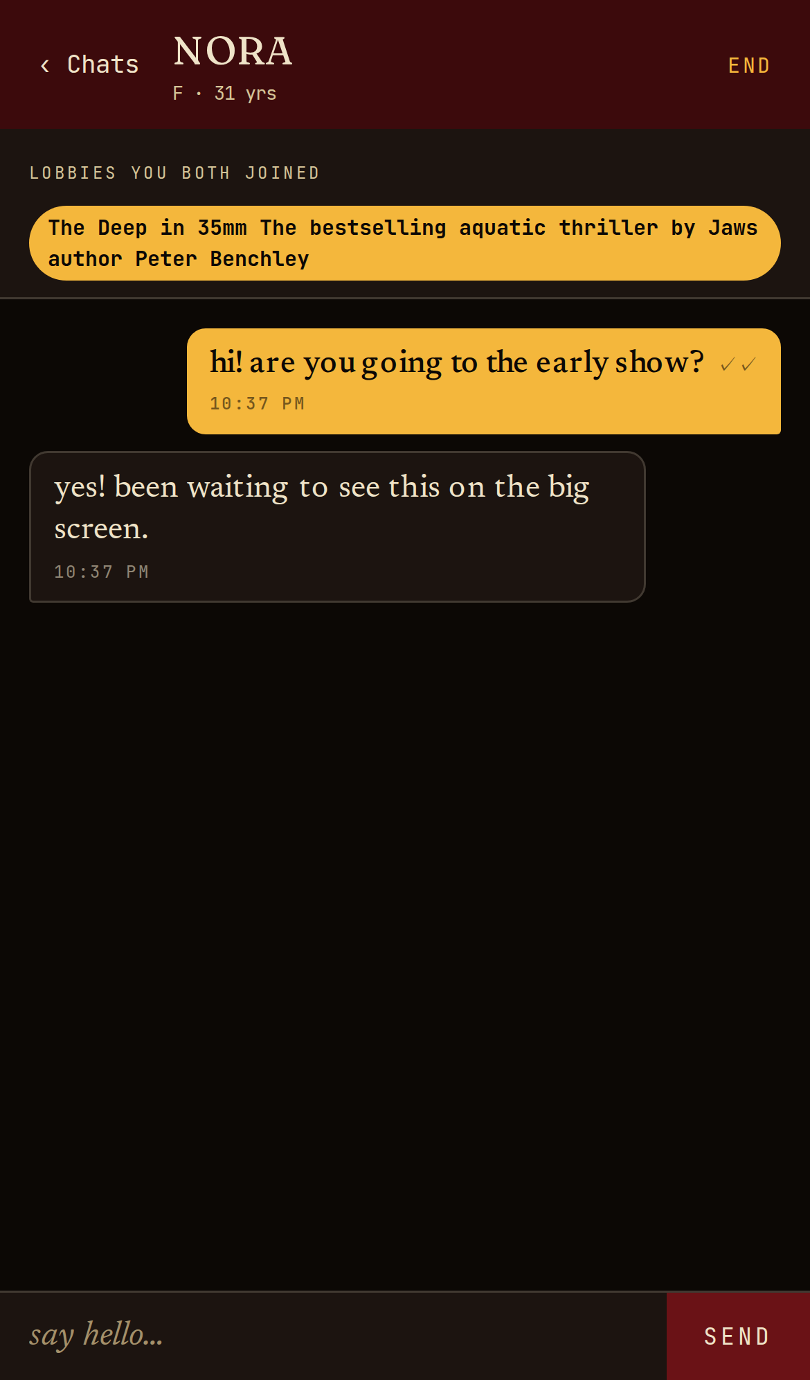 A full-screen chat sheet on mobile with messages.